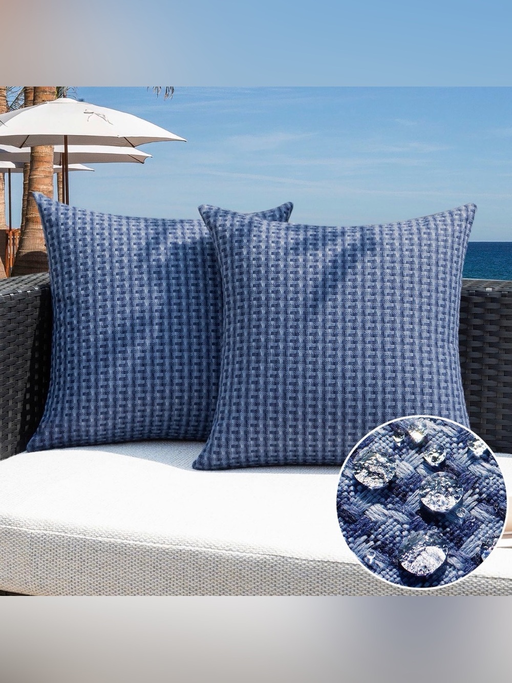 Kevin Textile Blue Textured Outdoor Throw Pillow